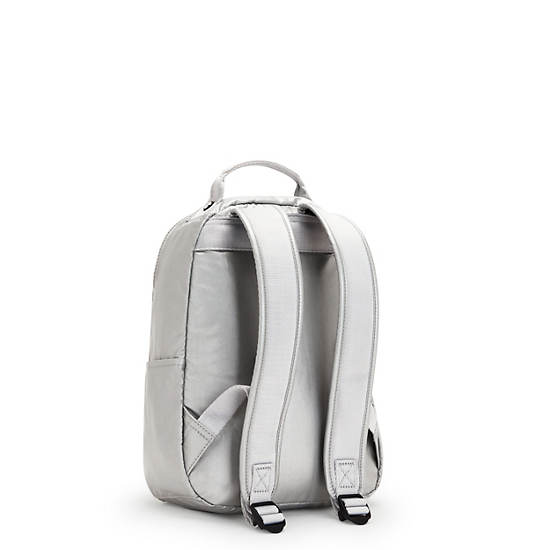 Kipling Seoul Small Metallic Tablet Ryggsäck Silver | SE 1353VR